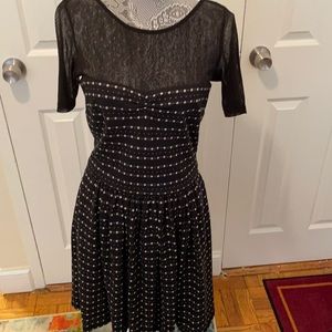 Betsey Johnson Black and Gold/Taupe Dress
